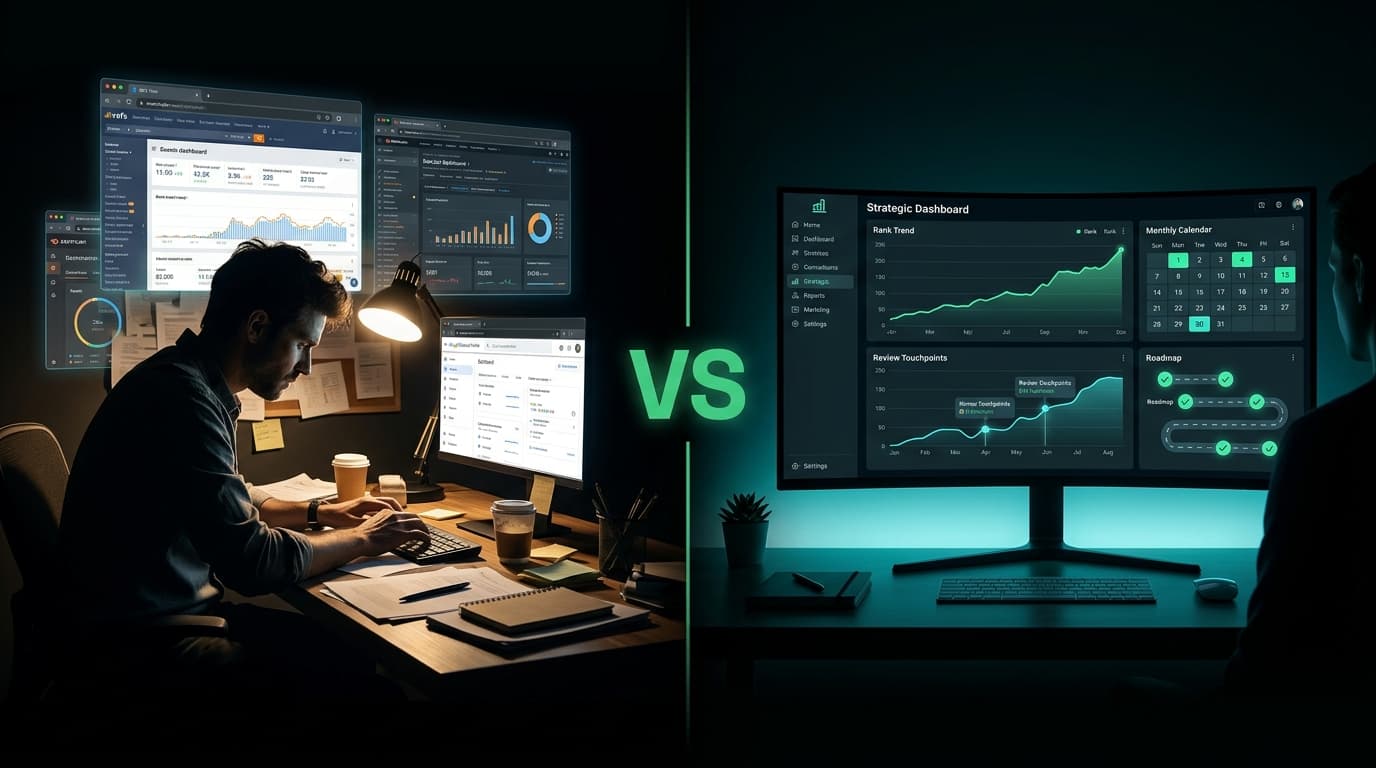 SEO consultant vs DIY SEO comparison dashboard